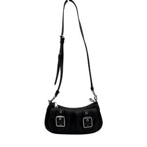 Coach Ashton Baguette Crossbody Bag Purse CM079 Black Pebbled Leather